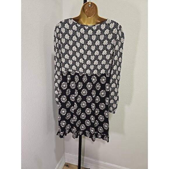 Cottage Fairy y2k Ruffle Peasant GND Dress Womens Med Black Cream Paisley Jodifl - Picture 4 of 8